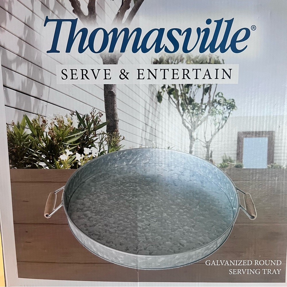 Galvanized Round Serving Tray